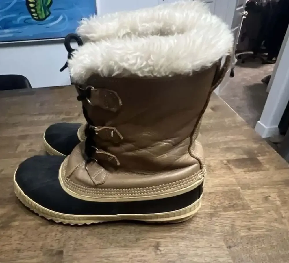 Vintage Sorel Manitou Kaufman Faux Fur Lined Waterproof Winter Snow Boots Sz 12